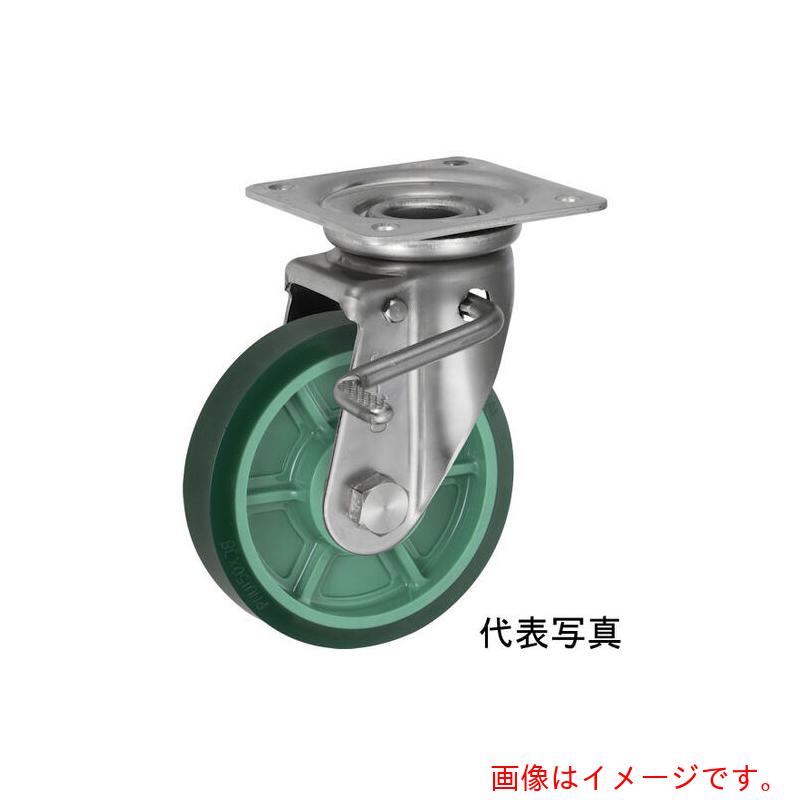 岐阜産研工業　ウカイ（UKAI）　ステンレス製キャスター　ストッパー付旋回（自在）金具　ＪＡＢタイプ　ウレタンゴム　車輪径１３０ｍｍ　【品番：PNUDJAB-130】