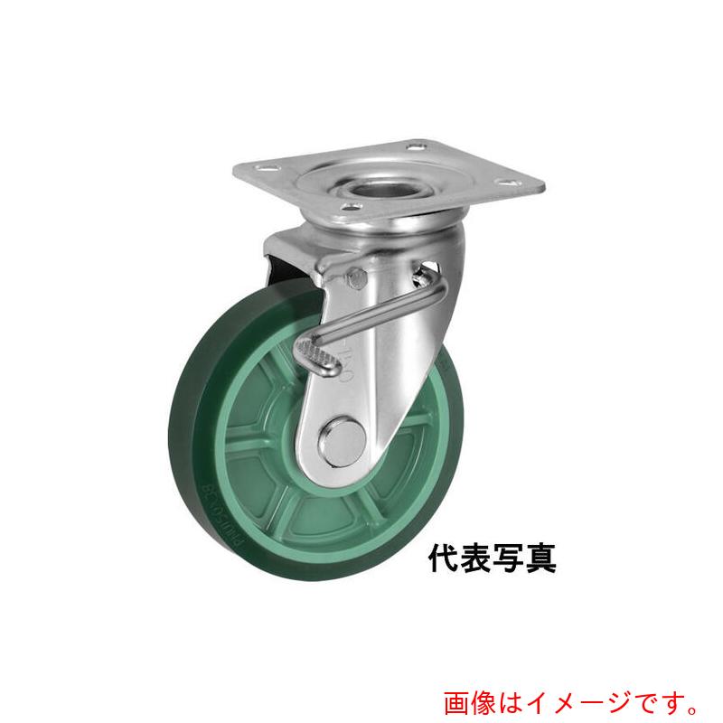 岐阜産研工業　ウカイ（UKAI）　中荷重用キャスター　ストッパー付旋回（自在）金具　ＪＢタイプ　ウレタンゴム　車輪径１００ｍｍ　【品番：PNUJB-100】