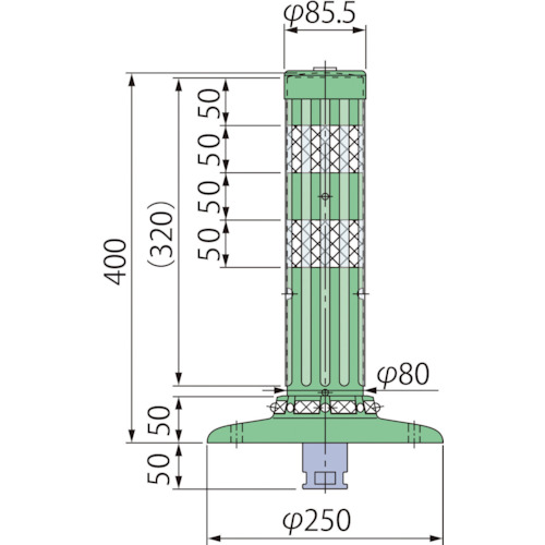 グリーンクロス　ポストコーン腰みの付防塵ＰＣＴＫ－４０－２５０－Ｍ　【品番：6300029586】