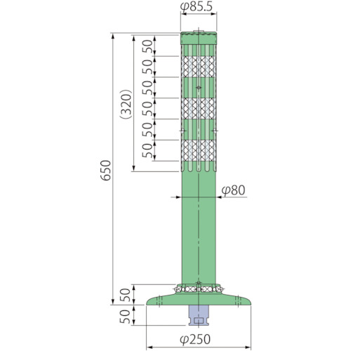 グリーンクロス　ポストコーン腰みの付防塵ＰＣＴＫ－６５－２５０－Ｍ　【品番：6300029587】