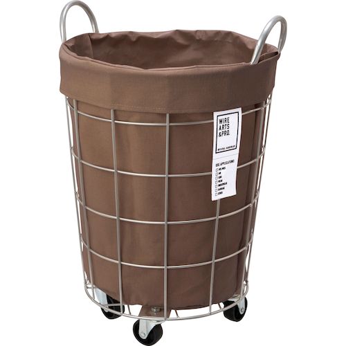 グリーンクロス　ランドリーバスケット　キャスター付き　ラウンド　３３Ｌ　ブラウン　【品番：6300046468】