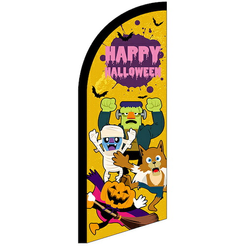 グリーンクロス のぼり セイルバナーミニ HAPPY HALLOWEEN キャラ黄 No.40131 W710×H1960 【品番:6300048411】|住設プロ 店