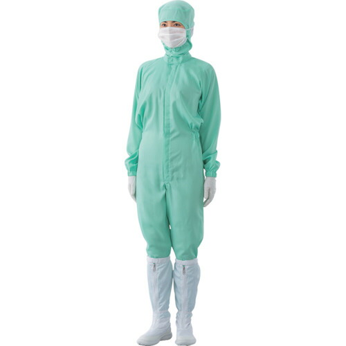 【別途送料あり】ガードナー　ＡＤＣＬＥＡＮ　センターファスナークリーンスーツ　男女兼用　グリーン　５Ｌ　【品番：CR1036-3-5L】 6,675円
