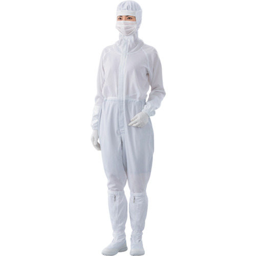 【別途送料あり】ガードナー　ＡＤＣＬＥＡＮ　フード一体型センターファスナークリーンスーツ　男女兼用　ホワイト　４Ｌ　【品番：CR1860-1-4L】