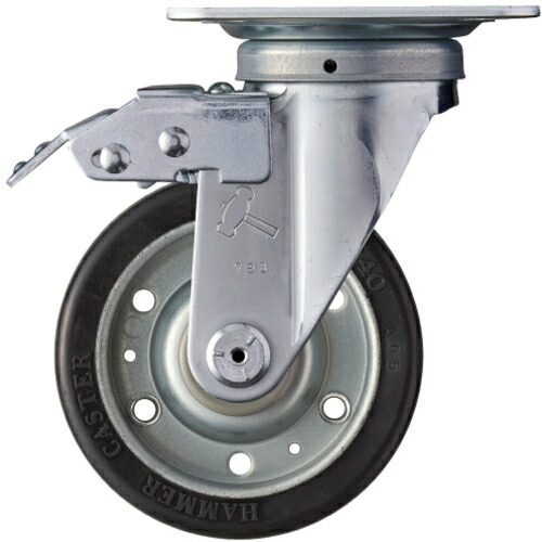 ハンマーキャスター　スイッチキャスター　ゴム車輪（ワイドタイプ）１２５ｍｍ　【品番：400FAS-WR125】