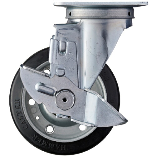 ハンマーキャスター　トータルロック　自在　ＳＰ付　ゴムＢ車１２５ｍｍ　【品番：413S-RB125TL】
