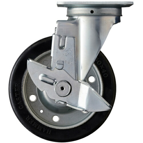 ハンマーキャスター　トータルロック　自在　ＳＰ付　幅広ゴム車１５０ｍｍ　【品番：413S-WR150TL】