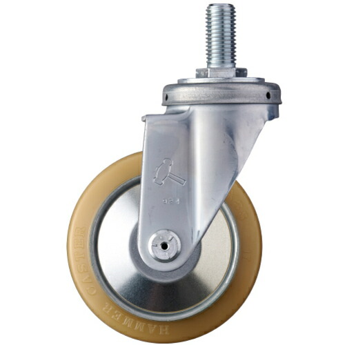 ハンマーキャスター　ねじ込み旋回式ウレタン車輪（ローラーベアリング）１２５ｍｍ　【品番：420SA-URB125】