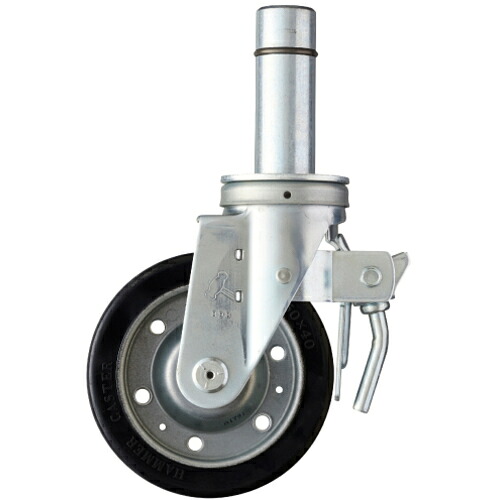 ハンマーキャスター　足場用旋回式ゴム車輪（ワイドタイプ）１５０ｍｍ　トータルロック　【品番：505SK-WR150】