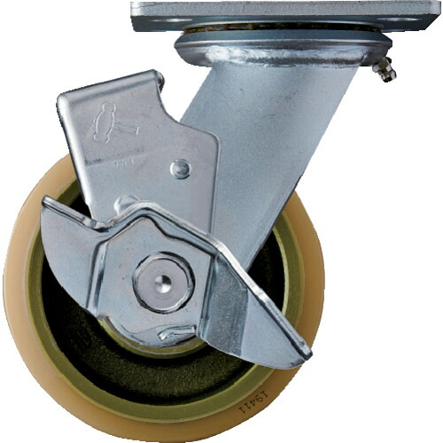 ハンマーキャスター　重荷重用旋回式ウレタン車輪（イモノホイール・ラジアルボールベアリング）１２５ｍｍ　ＳＰ付　【品番：519BPS-CU125】
