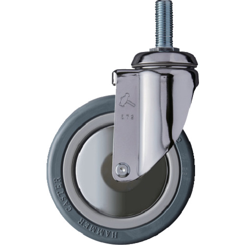 ハンマーキャスター　ねじ込み旋回式ゴム車輪（ナイロンホイール・ボールベアリング）１２５ｍｍ　【品番：920MA-RB125】