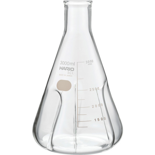 ハリオサイエンス（HARIO） バッフル付き添い人三角瓶３０００竓 【品番：BSF-3L-SCI】