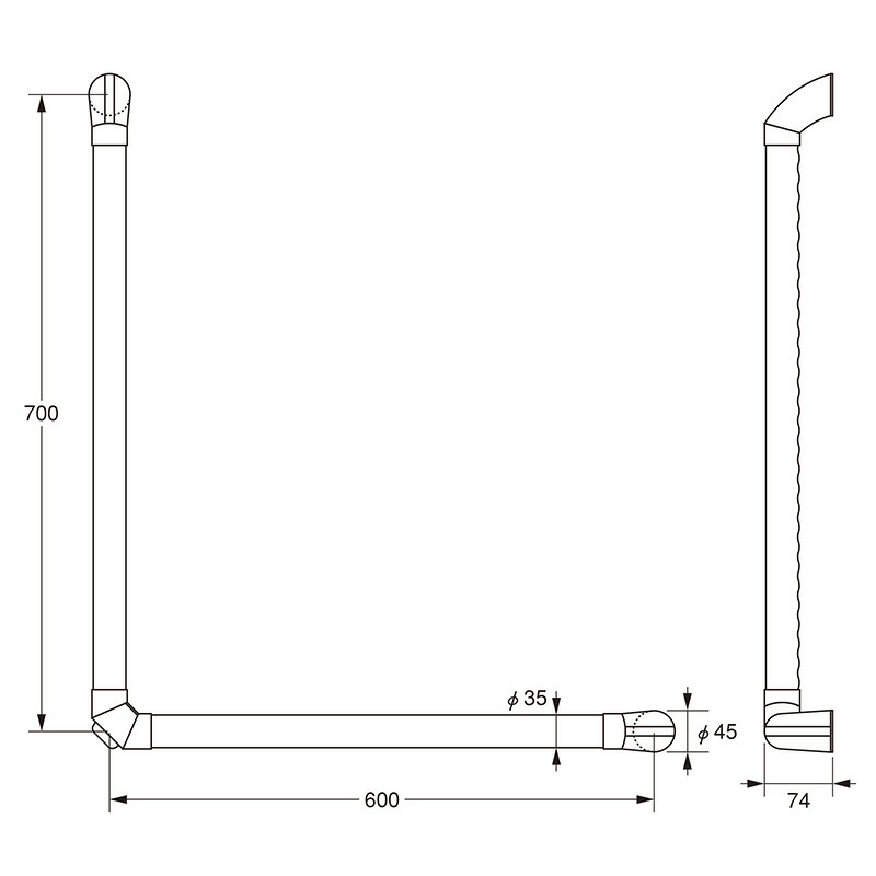 ご機嫌理論の道筋 97266 L型手摺り 靨 700×600粍 【品番：97266】