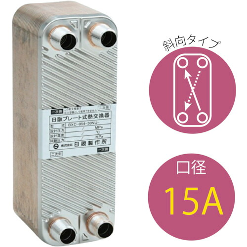 日阪製作所（HISAKA） ブレージングプレート式熱取り替えっこ器（銅ろう付）ＢＸＣ０５４ 【品番：BXC-054-30NU-40】