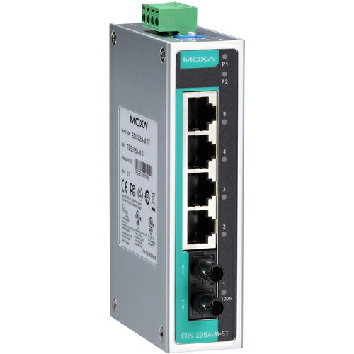 アイ・ビー・エス・ジャパン　ＭＯＸＡ　５ポート（ＲＪ４５×４、マルチモードＳＴコネクタ×１）　アンマネージド　イーサネットスイッチ　【品番：EDS-205A-M-ST】