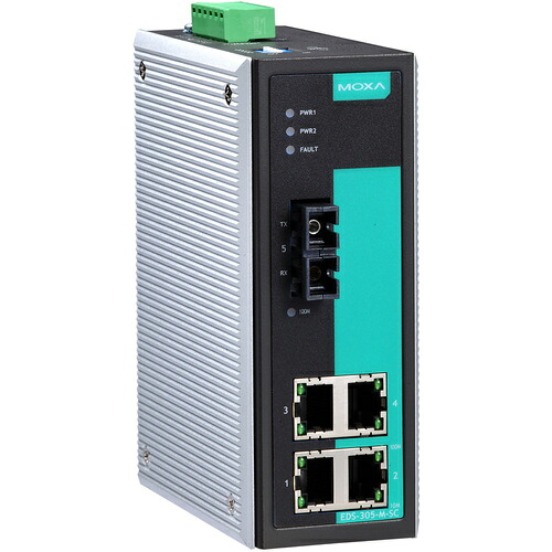 アイ・ビー・エス・ジャパン　ＭＯＸＡ　５ポート（ＲＪ４５×４、マルチモードＳＣコネクタ×１）　アンマネージド　イーサネットスイッチ　【品番：EDS-305-M-SC】
