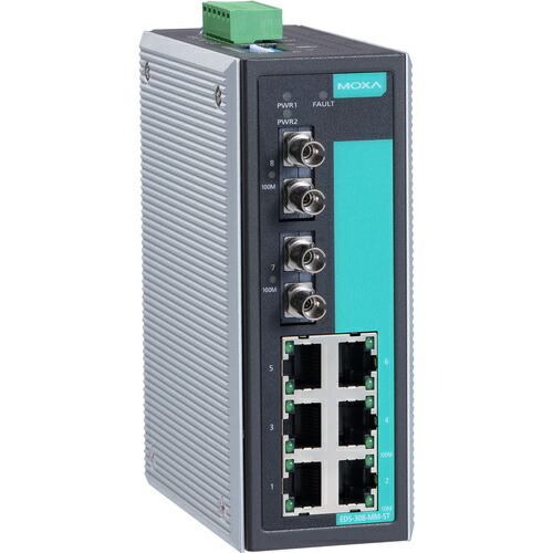 アイ・ビー・エス・ジャパン　ＭＯＸＡ　８ポート（ＲＪ４５×６、マルチモードＳＴコネクタ×２）　アンマネージド　イーサネットスイッチ　ワイド温度モデル　【品番：EDS-308-MM-ST-T】