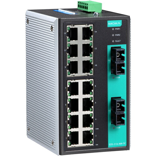 アイ・ビー・エス・ジャパン ＭＯＸＡ １６界面（ＲＪ４５×１４、シングル流行り物ＳＣ繋ぎ×２） アンマネージド イーサネットスイッチ 【品番：EDS-316-SS-SC】