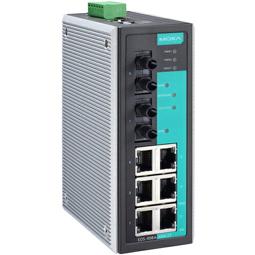アイ・ビー・エス・ジャパン　ＭＯＸＡ　ＥＤＳ－４０８Ａ－ＭＭ－ＳＴ　産業用アンマネージドイーサネットスイッチ　【品番：EDS-408A-MM-ST】