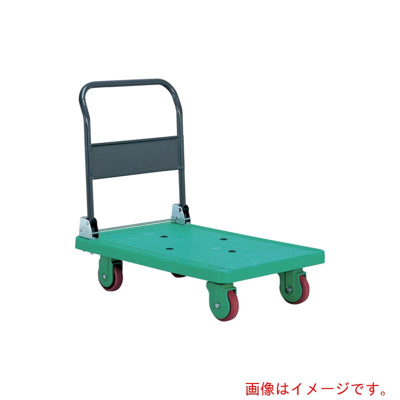 【別途送料あり】石川製作所 アイケー 樹脂製無音台車 折り畳みハンドルタイプ 均等荷重３００ｋｇ グリーン 【品番：SP301G】