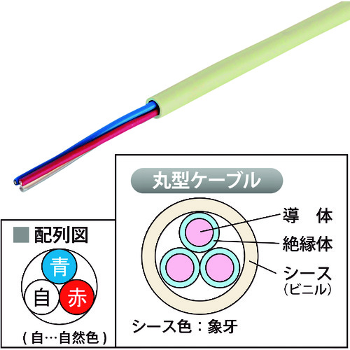 因幡電機産業（因幡電工）　JAPPY 警報用ポリエチレン絶縁ケーブルAE(FA)線　【品番：AE(FA)0.9mmX3C JB】