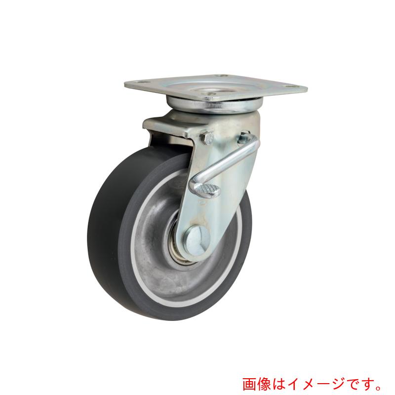 イノアック車輪（INOAC）　牽引台車及び汚れ対策用キャスター　アルミ芯金タイプ　旋回金具付　ダブルストッパー付　ウレタン　【品番：CFU-150AWJS】