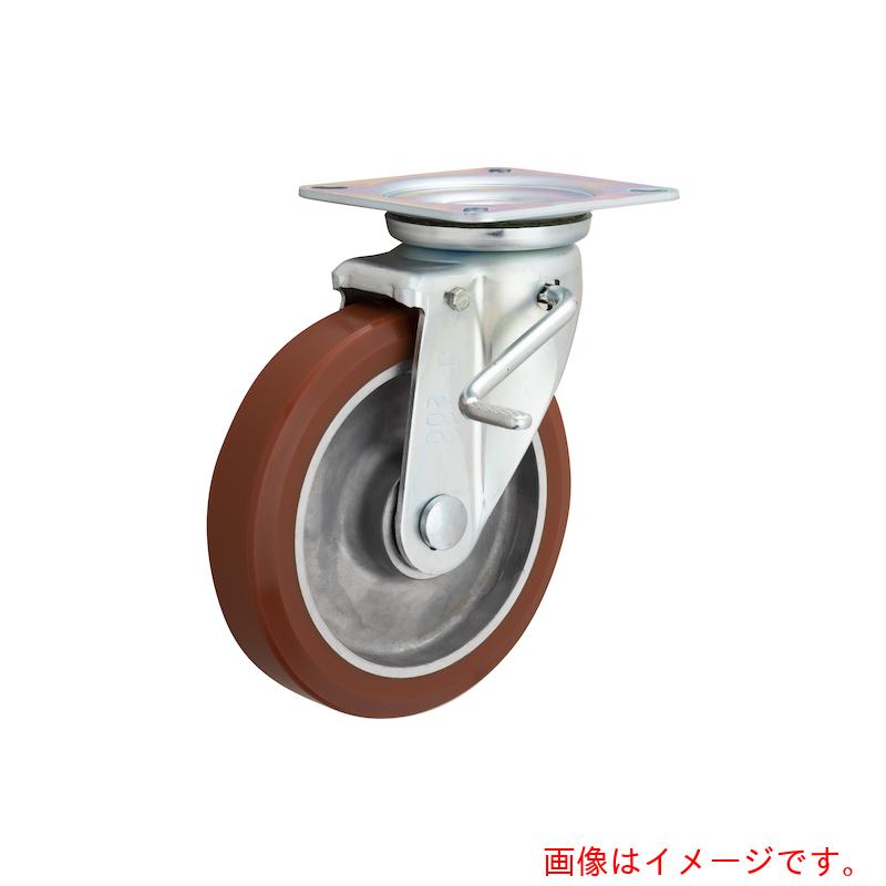 イノアック車輪(INOAC) 牽引台車用キャスターアルミ芯金タイプ 200径 旋回金具付ダブルストッパー付ウレタン 【品番:TU200AWJS】|住設プロ 店