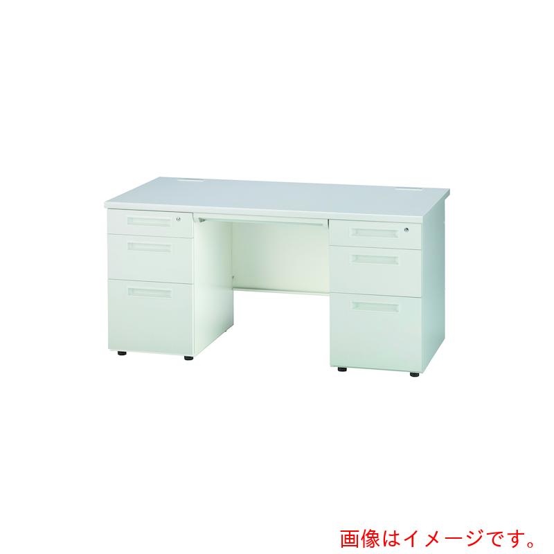 【別途送料あり】井上金庫販売（イノウエ）　両袖机　Ｗ１４００Ｄ７００Ｈ７００　本体ブラック／天板ナチュラル　【品番：GSD-B147-3L3R NA】