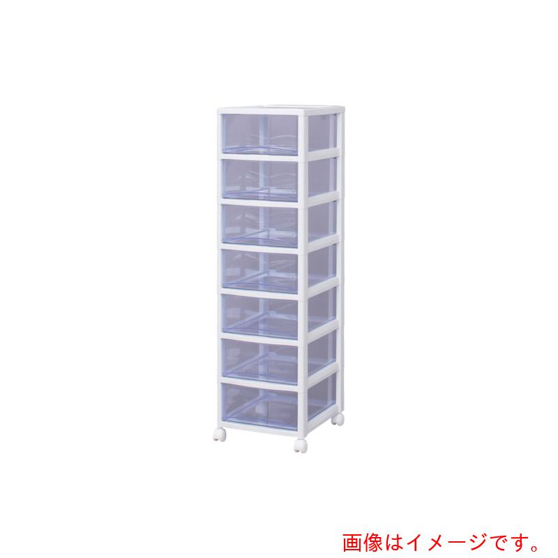アイリスオーヤマ　ＩＲＩＳ　２２１２５７　スーパークリアチェスト　ホワイト／クリアブルー　７段タイプ　【品番：SCE-070-BL】 7,888円