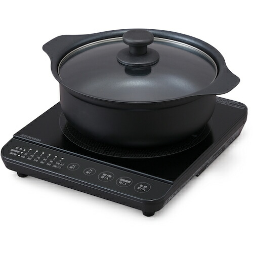 アイリスオーヤマ　ＩＲＩＳ　２９７２４７　ＩＨコンロ１４００Ｗ鍋セット　ブラック　【品番：IHKP-T39124-B】