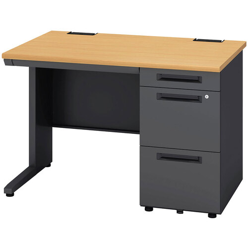 【別途送料あり】アイリスチトセ（IRIS）　片袖机　ＳＳＤＨ　Ｗ１１００ＸＤ７００ＸＨ７００　ブラック　【品番：SSDH-117K-B】