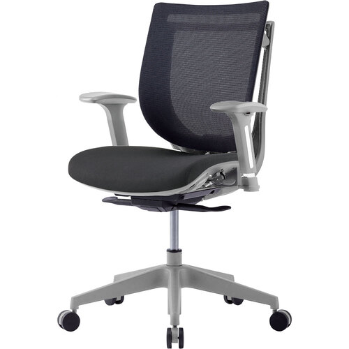 花ショウブチトセ（IRIS） 事務室女性議長 ＶＩＧＯＲ－ＬＢ 肘付き添い人 背メッシュ 座布切れ 薄墨色／黒いこと 【品番：VIG-P50L1-MF-G-B】