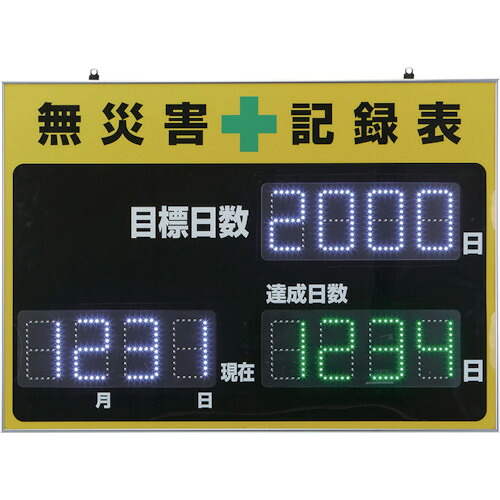 日本緑十字社 緑十字 ＬＥＤ無不仕合わせ書きとどめる表 ＬＥＤ色：白／緑 自動小銃かぞえ上げるＵＰ＋暦役立つこと積み上げる 軽さ・薄型印字機 書きとどめる－１１００Ｄ ５９８×８４５粍 厚さ２０粍 屋内専用 【品番：229011】