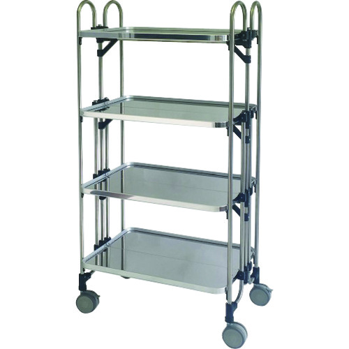【別途貨物輸送あり】金沢乗り物（KANAZAWA） ステンレス鋼折り畳み納める手押し車４段 【品番：KEAM-4】