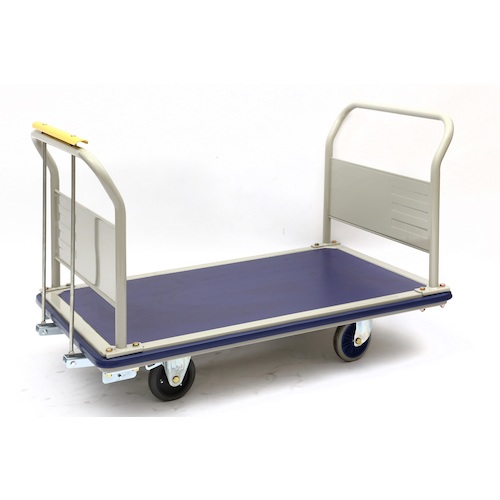 【別途送料あり】金沢車輛（KANAZAWA）　低床型ハンドブレーキ付特大スチール台車（両ハンドル固定式）　【品番：SHB-503E】
