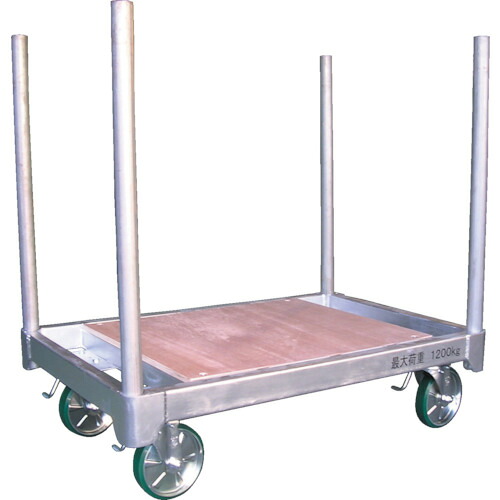 【別途送料あり】神戸車輛製作所（KANBE）　スチール製平床運搬台車天板ベニヤタイプ　【品番：H1280DC】