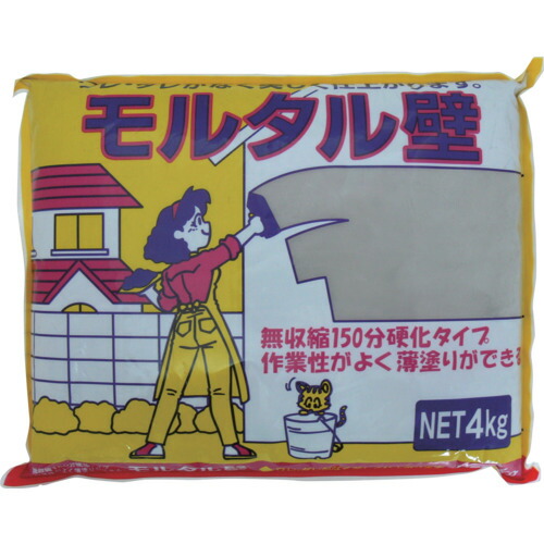 【別途送料あり】家庭化学工業　モルタル壁　４ｋｇ　【6個】　【品番：KK-088】