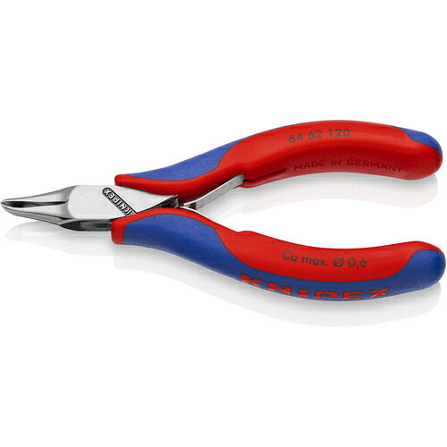 KNIPEX　エレクトロニクスエンドカッティングニッパー　オブリケ（６５°傾斜）　コンフォートハンドル　【品番：6462-120】