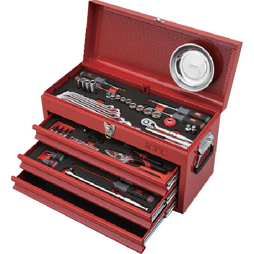 京都機械工具 ＫＴＣ 物の具書き割り チェストタイプ ６６点 赤いこと 【品番：SK3662XR】