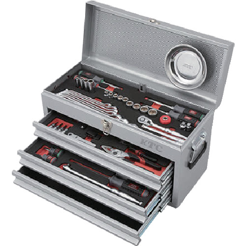 京都機械工具 ＫＴＣ 物の具書き割り チェストタイプ ６６点 しろがね色 【品番：SK3662XS】