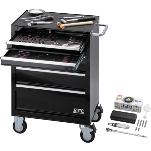 京都機械工具　ＫＴＣ　工具セット（ローラーキャビネットタイプ）［７２点］　【品番：SK3721RXBK】｜住設プロ　店