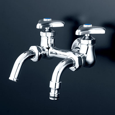 KVK　屋外ホース接続ノズル付二口水栓　寒冷地用　【品番：K112SPZ】