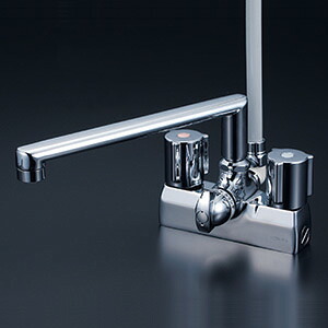 KVK　デッキ型一時止水付2ハンドルシャワー（240mmパイプ付）（寒冷地用） 　【品番：KF205ZGN】