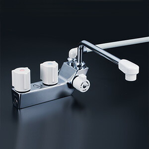 KVK　デッキ型一時止水付2ハンドルシャワー（右側シャワー）300mmパイプ付（寒冷地用）　【品番：KF207ZRNR3】