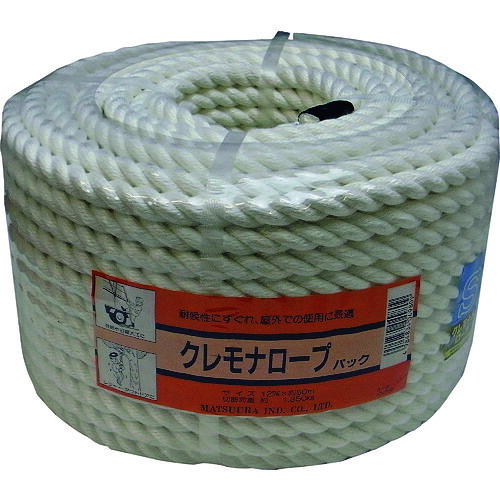 まつうら実業 クレモナＳ索条（３打ち） １２粍Φ×５０ｍ 丸巻容器に並べる 【品番：KMS-R1250P】