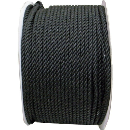 まつうら工業　綿ロープ（３打ち）９ｍｍΦ×２００ｍ　黒　ドラム巻　【品番：M-R-9X200BK-DR】