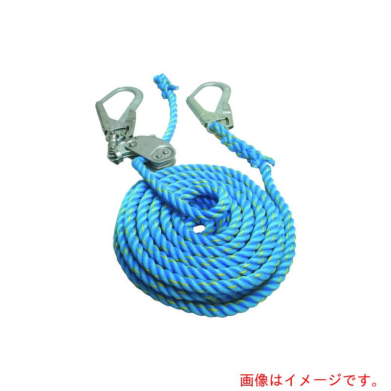 まつうら製造 青味ニューテトロン気泡管水準器親綱 １６粍Φ×１０ｍ 両端引っ掛かり、片側張り詰める器付 【品番：NEW-TETORON-WF1610BLUE】 安全帯-花・ガーデン・DIY