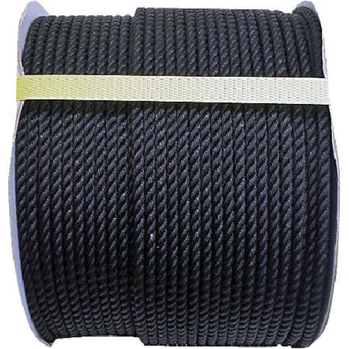 ★まつうら工業　ポリエチレンロープ（３打ち）６ｍｍΦ×２００ｍ　黒　ドラム巻　【品番：PE-6X200BK-DR】