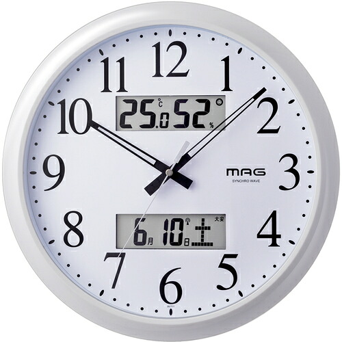 ノア詳しい ＭＡＧ 柱時計 ＭＡＧ電磁波掛け時計 ダブル繋がり 【10個】 【品番：W-711WH】
