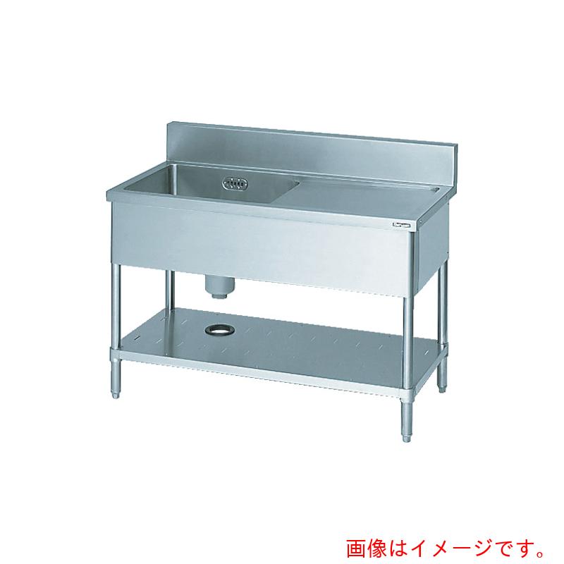 【別途送料あり】マルゼン（Maruzen）　一槽水切付シンク９００×４５０×８００左側水切り（ホース付）　【品番：BSM1-094L】